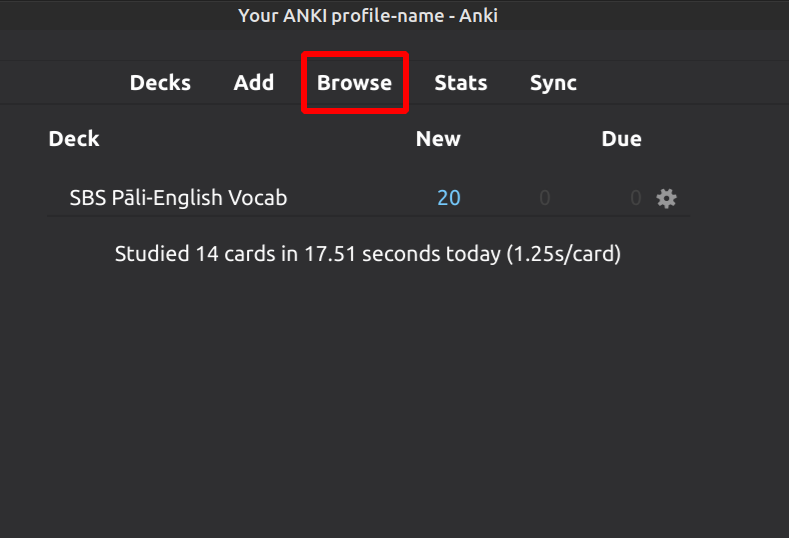 Anki Browse SBS Vocab deck