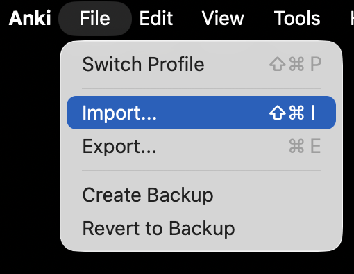 File Import Menu